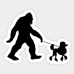 Bigfoot Walking his Poodle Sticker